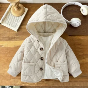 2026 Baby Unisex Girls Boys Autumn Winter Cotton-Padded Hooded Warm Coat Jacket Children Casual Comfortable Clothes Overcoats